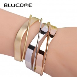 Blucome Fashion Small Size Rose Gold Color Bangles Bracelets For Woman Girls 2017 New Design Copper Jewelry Hand Accessories