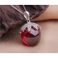 Brand new 925 sterling silver necklace  fruit garnet crystal orb pendant with box chain necklaces & pendants