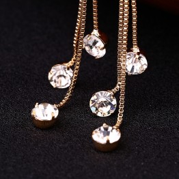 Brief personality tassel long design sparkling crystal earrings female earrings #E059