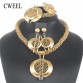 CWEEL Jewelry Sets Fashion Bridal Turkish Jewelry Vintage Antique Big African Jewellery Gold Color Women Indian Jewelry Set