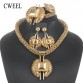 CWEEL Jewelry Sets Fashion Bridal Turkish Jewelry Vintage Antique Big African Jewellery Gold Color Women Indian Jewelry Set