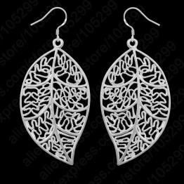 Classic Jewelry Best Genuine 925 Sterling Silver Jewelry Sets leaves Earring Hook And Leaf Pendant Necklaces+18" Singapore Chain