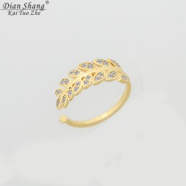 DIANSHANGKAITUOZHE Minimalist Anel Gold Colour Toe Rings CZ Leaf  Ring For Women Masonic Jewelry Anelli Donna Bridesmaid Gift