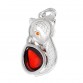 DoreenBeads 925 Sterling Silver Charm Pendants Fox Silver With Red Created Garnet Cem Stone 27mm(1 1/8")x 13mm(4/8"),1 Piece