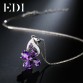 EDI  Woman Amethyst Real Flower Pendants Purple Crystal Clover 16 Inch Clavicle Chains 925 Sterling Silver Necklace Fine Jewelry