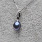 FEIGE Brand Black Pearl Pendant Necklace 8-9mm Black Pearl Freshwater 925 Sterling Silver for Women Pendant Necklace Pearl Black