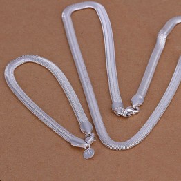 Factory price top quality 925 jewelry silver plated   jewelry sets  silver plated  necklace bracelet free shipping SMTS084