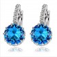 F&U Fashion Alloy Silver-Color Geometry Crystal Earring Simple Jewelry Design Round Zirconia Earrings Statement For Women!E258