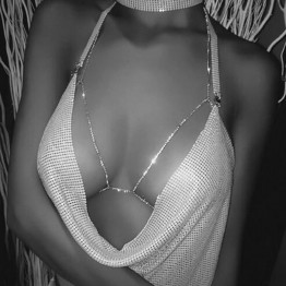Fashion 2017 Women Full Rhinestone Body Jewelry Unique Flash Shiny Rhinestone Crystal Bra Body Statement Jewelry