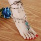 Fashion Bohemia Foot Accessory Summer Beach Anklets For Women Green Beads Design Silver Anklets Rope Mittens Anklets