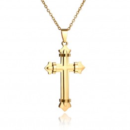 Fashion Gold Cross Pendant Necklace Men Chic Jewelry,316L Stainless Steel Cross Pendant For ,em Wedding/Party 
