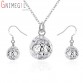 Fashion Hollow Ball Bridal Jewelry Sets 925 Stamped Silver Pendant Necklace+Dangle Earrings for Women Wedding Bridal Jewelry