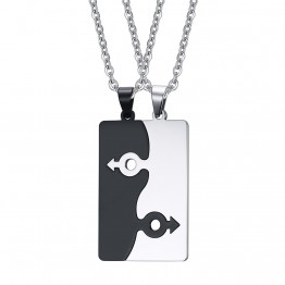 Fashion Jewelry Stainless Steel Blade Cards Lesbian Necklace Male/Female Symbol Jigsaw Couple Gay Pendant