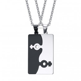 Fashion Jewelry Stainless Steel Blade Cards Lesbian Necklace Male/Female Symbol Jigsaw Couple Gay Pendant