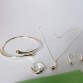 Fashion Wedding Bridal Jewelry Set 925 Stamped Silver Water Drop Bangles+Necklace+Rings+Earrings Sets for Women