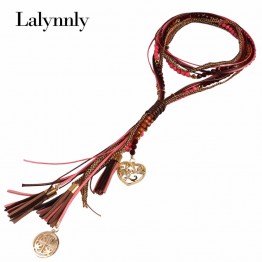 Fashion Women Vintage Statement Necklace National Long Necklace Handmade Leather rope Measly Maxi Necklace Fine Jewelry N31511