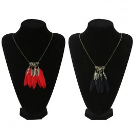 Feather Tassel Long Necklaces for Women Boho Hollow Out Necklace Native American Indian Style Vintage Feather Necklaces Jewelry