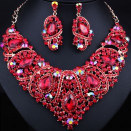 Free Shipping,Fashion Trendy nigerian wedding African Beads Jewelry Sets Crystal Necklace Set Party Wedding Dubai Jewelry Set