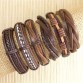 Free shipping  wholesale handmade bangle 6pcs/lot ethnic tribal adjustable wrap genuine leather bracelet men-S49