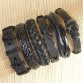 Free shipping  wholesale handmade bangle 6pcs/lot ethnic tribal adjustable wrap genuine leather bracelet men-S49