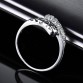 GULICX 2017 Fashion Designer Ring White Gold-color Crystal Stone CZ Zirconia Love Hollow Huggie Ring For Women Jewelry R058