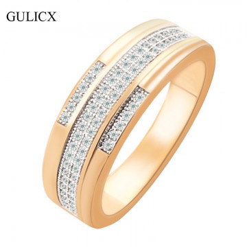 GULICX CZ Stone Rings For Women Accessories Jewelry Women Design Band Gold-color Ring Crystal CZ Zircon Wedding 2017 R260