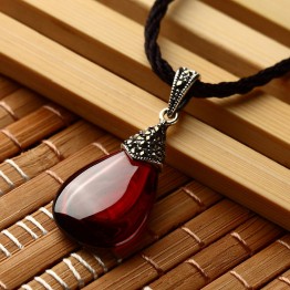 GZ S925 Solid Silver MARCASITE Garnet Pendants 100% Real Pure 925 Sterling Silver Pendant Necklaces for Women's Day Gift LP04