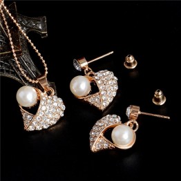 H:HYDE Amazing design Gold Color Women's/Girl's charming heart opal CZ Chain Necklace + Earrings Wedding Jewelry Sets Gifts