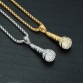 HIP Hop Gold Color Titanium Stainless Steel Ice Out Bling Music Stereoscopic Microphone Pendant Necklace for Men Jewelry