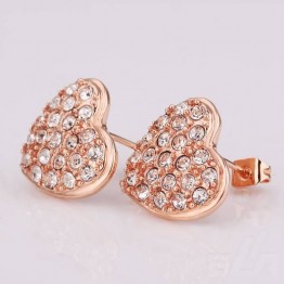 HOT ! ! 18 K rose gold Heart Jewelry Sets love crystal Necklace & Earrings Wholesale Fashion Jewelry sets
