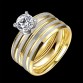 High Quality Gold Color Bridal Sets Zircon Rings Set For Women 316L Stainless Steel Wedding Engagement Bands Ring Set R046
