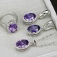 High Quality Round Purple Pink Anstrian Crystal Ladies Jewelry Sterling Silver 925 Fashion Jewellery Sets Christmas Gifts T271