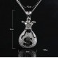 Hip Hop Antique Silver Color Money Bag Pendant For Men Women Bling Crystal Dollar Charm Necklace Long Cuban Chain Jewelry
