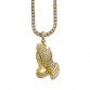 Hip Hop Jewelry Gifts Golden Bling 1 Row Rhinestone Stone  Jesus Necklaces Pendants Women Men Praying Buddha Hands Chains