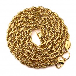 Hip Hop Jewelry Gifts Women Men 0.6cm/0.9cm Wide Night Bar Club Metal Braid Twisted Chains  Golden Bling Charm Necklaces