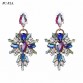 Hot Colorful Flower Big Brand Design Luxury Rhinestone Starburst Pendant Crystal Gem Statement Earrings Jewelry
