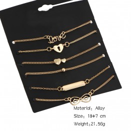 IF YOU 2017 New Design Hot Fashion Alloy Bileklik Love Bracelet For Women Gold Color pulseira masculina Fashion Jewelry 5PCS/Lot