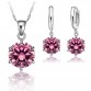 JEXXI Classic Bridal Wedding Jewelry Set For Women 925 Sterling Silver Crystal Necklace Earrings Sets For Engagement 7 Colors