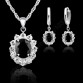 JEXXI Elegant Princess Kate Wedding Engagement Necklace Earring Jewelry Sets 925 Sterling Silver Cubic Zirconia Crystal Gifts