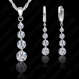 JEXXI Romantic Real 925 Sterling Silver Link Chain Crystal  Pendant Jewelry Set  For Women Choker Wedding  Jewelry Set