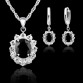 JEXXI Vintage 925 Sterling Silver Jewelry Sets For Women Cubic Zirconia Bridal Wedding Engagement Necklace Earrings Set Bijoux