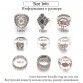 Jewdy Boho Flower Midi Ring Sets Rings For Women 9PCS/Lot Vintage Sun Moon Crown Black Stone Retro Palace Jewelry Female Bijoux