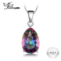 JewelryPalace 4ct Genuine Multicolor Rainbow Fire Mystic Topaz Pendant Pear Real Pure 925 sterling Silver Brand New For Women