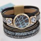 LEMOER 2017 Designer Enamel Flower Gem Magnetic Leather Bracelets&Bangles Wrap Bracelet bileklik Jewelry for Women pulseras Gift