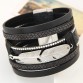 LEMOER Fashion Alloy Feather Leaves Wide Magnetic Leather bracelets & bangles Multilayer Bracelets Jewelry for Women Men Gift