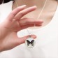 LIEBE ENGEL Vintage Fine Jewelry Glass Cabochon Necklace&Pendant Butterfly Statement Chain Necklace Silver Color Jewelry  Women