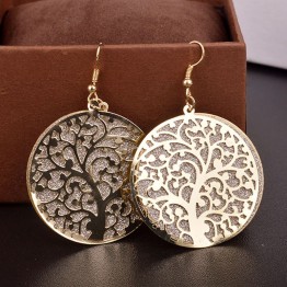 LNRRABC Sale   Fashion 3 Colors Hollow Tree Design Round Shape Gold Color Earring Women Jewelry