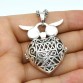 LOTS 5PCS Antique Silver Heart Owl Hollow Locket Pendant Aromatherapy Essential Oil Diffuser Jewelry 31" Chain Necklace