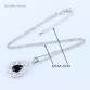 L&B Wedding Jewelry Sets silver color 925 Black stone White Crystal For Women Pendant/Necklace/Bracelet/Earrings/Ring