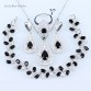 L&B Wedding Jewelry Sets silver color 925 Black stone White Crystal For Women Pendant/Necklace/Bracelet/Earrings/Ring